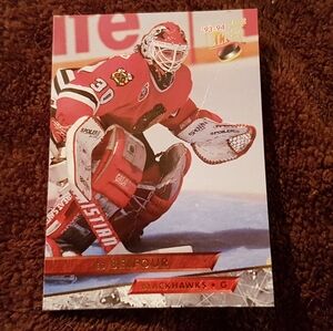93'-94' Blackhawks Ed Belfour Hockey Card #22 NHL Fleer Ultra Goalie Vintage